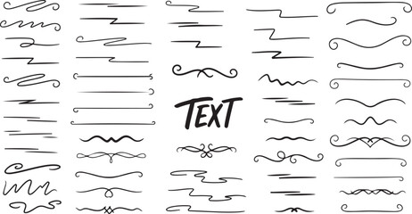 Collection of decorative flourishes and ornate dividers isolated on transparent background