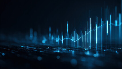 Futuristic data growth chart showing technology and financial progress