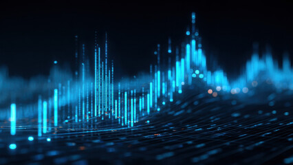 Futuristic data growth chart showing technology and financial progress