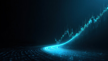 Futuristic data growth chart showing technology and financial progress