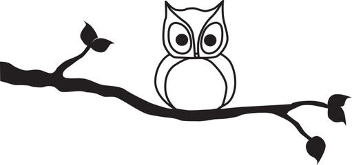 sketch vector illustration silhouette image design icon logo symbol tree branch plant hanging artistic unique abstract modern classic vintage with small owl bird