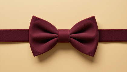 burgundy bow tie on a soft fabric background