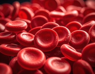View under a microscope, blood-red blood cells in a living body.