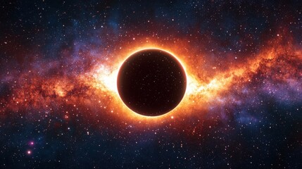 Fototapeta premium Fiery Nebula Surrounding Black Hole in Deep Space