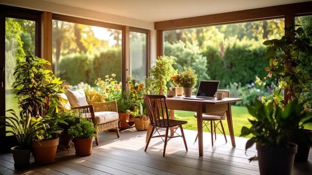 comfortable work space, green office