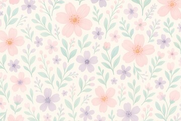 Beautiful pastel floral pattern with pink and purple flowers for spring designs and feminine projects
