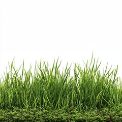 Fototapeta premium Fresh green grass, symbolizing nature and life. Its vibrant color and texture convey feelings of freshness and tranquility. The scene is simple, yet full of life