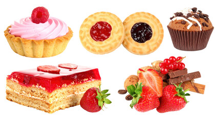 Assortment Of Colorful Delicious Desserts On Transparent Background Featuring Cake Cookies And Muffins