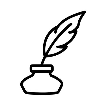 recommend clip art: Quill Pen in Inkwell Black and White Line Art ink pot