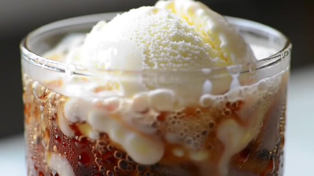 Refreshing Root Beer Float In A Glass On White Background Still Life