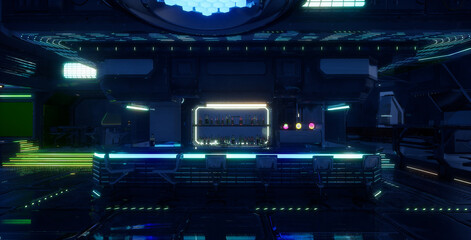 Obraz premium 青いサイバーバーカウンター