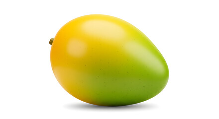 A vibrant, ripe mango, showcasing its juicy flesh and tropical essence, isolated on a clean white background for versatile use.