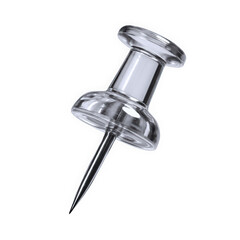 A transparent pushpin on a clean background, ideal for office or crafting uses.