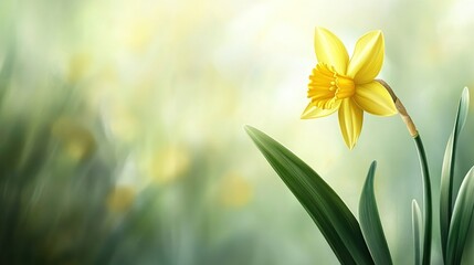 Fototapeta premium Yellow Daffodil in Spring Sunlight