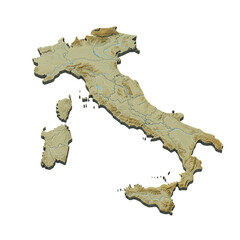 Elevation Relief Map of Italy