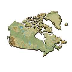 3D Terrain Model of Canada with Topography