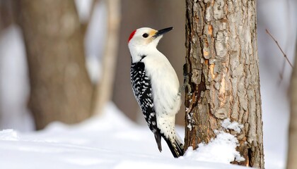 A woodpecker in snowy forest