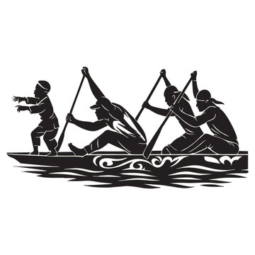 silhouette image of a pacu jalur sport with a transparent background