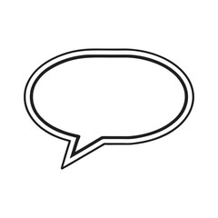 Speech bubble outline icon communication graphic.
