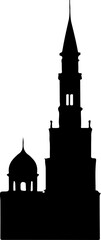 various silhouettes of structures with domes