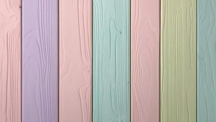Soft pastel rainbow tones on wooden planks create a warm and cheerful atmosphere, perfect for calming visuals.