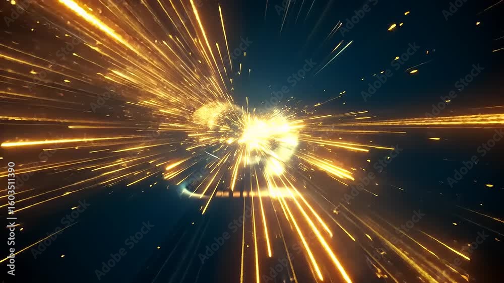 Wall mural dynamic burst of golden light particles creating a mesmerizing abstract background for digital art