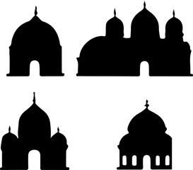 various silhouettes of structures with domes