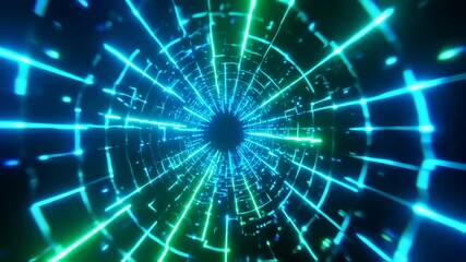 Abstract futuristic tunnel with glowing neon light streaks animation loop - Powered by Adobe