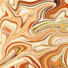 Obraz premium Warm autumn tones of orange, cream, and brown merge in a marbled swirl creating energetic texture, fluid lines, and organic flow.