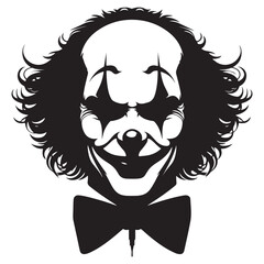 Creepy Clown Silhouette with Bow Tie Design Illustration