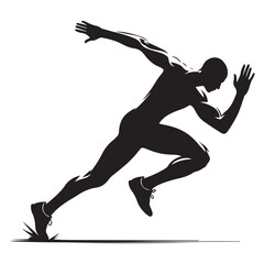 Dynamic Runner Sprinting Forward: Vector Silhouette Illustration