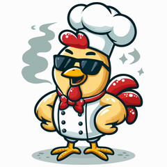 Obraz premium cartoon vector illustration of chicken as a chef