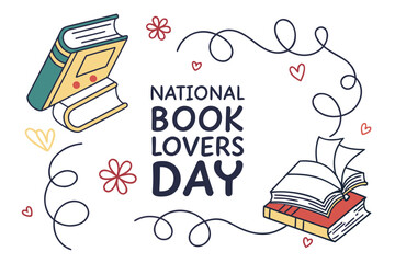 NATIONAL BOOK LOVERS DAY vector illustration