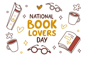 NATIONAL BOOK LOVERS DAY vector illustration