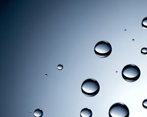 Scattered water droplets on smooth gradient surface creating abstract composition in minimal style. Nature concept
