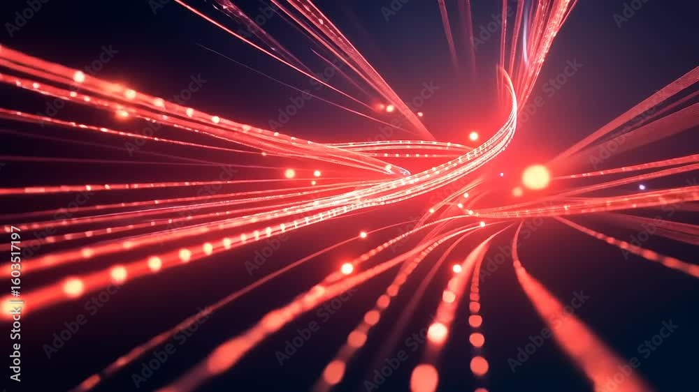 Wall mural abstract light trails in vibrant red and blue colors create a dynamic motion effect in a digital spa