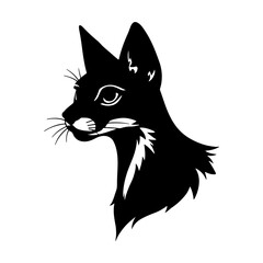 Cute black cat vector illustration with big eyes and a playful tail