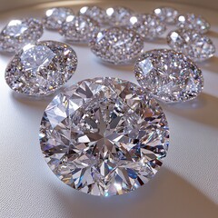 Brilliant Round Cut Diamonds on Gray Surface