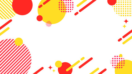 Bright Yellow and Red Geometric Background with Circles / 黄色×赤のビビッド幾何学背景