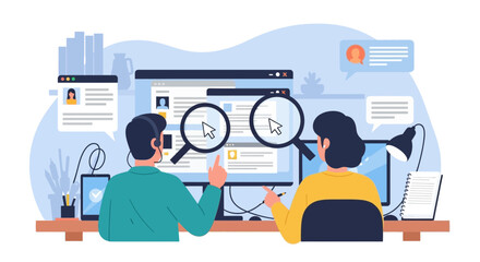 Vector illustration of human resources and recruitment selection concept illustration in workplace