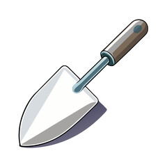 a hand trowel or small gardening shovel with a wooden handle and metal blade, no background vector file.