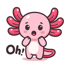 Obraz premium Axolotl Cartoon Cute Pink Salamander Mascot Illustrations