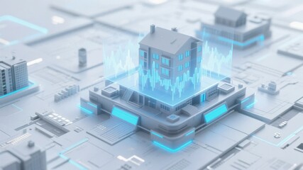 Futuristic Smart Building with Data Visualization and Network Connections