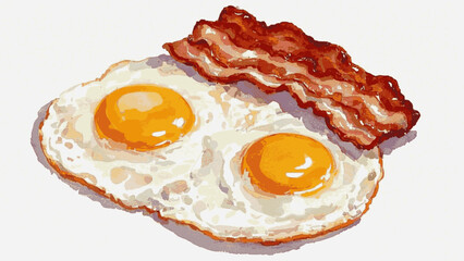 Breakfast Brushstrokes Eggs and Bacon isolated watercolor vector illustration svg