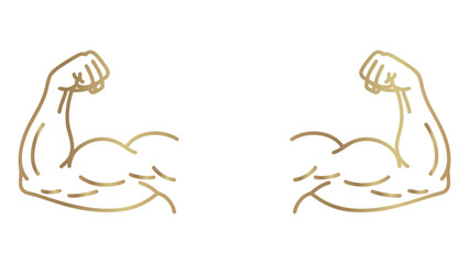 Golden Biceps Outline on Transparent Background Showcasing Strength and Fitness Concept