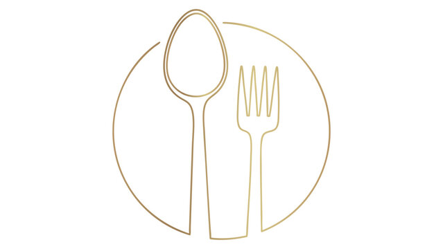 Elegant Dining A Single Line Art Design Featuring Cutlery in a Circular Frame - Powered by Adobe