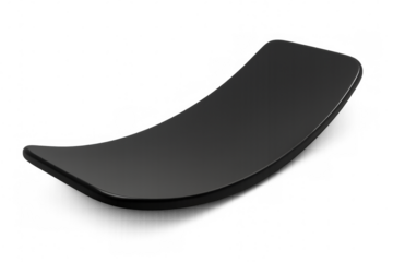 Curved flexible display screen floating on transparent background, showcasing futuristic technology