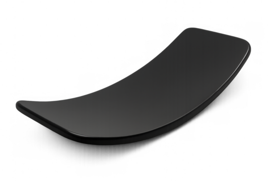 Curved flexible display screen floating on transparent background, showcasing futuristic technology