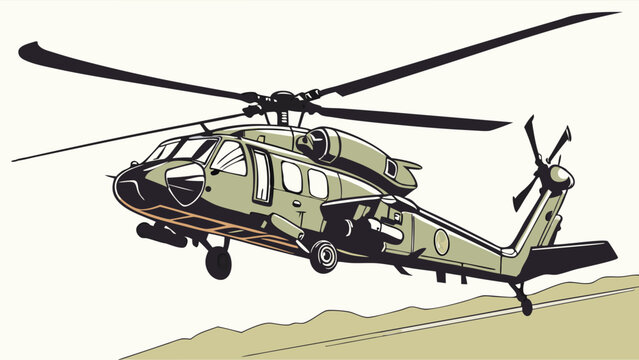Military Sikorsky UH60 Black Hawk Helicopter in Flight.