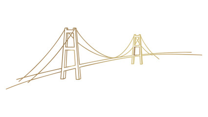 Golden Gate Bridge Line Art on Transparent Backdrop for Architectural Designs
